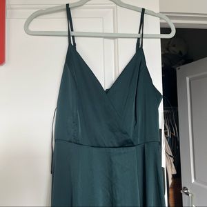 NWT Lulus Ode to Love Emerald Green Satin Maxi Dress Size M